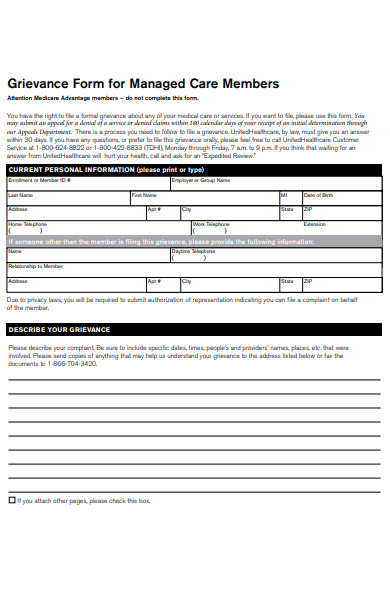 member grievance form 