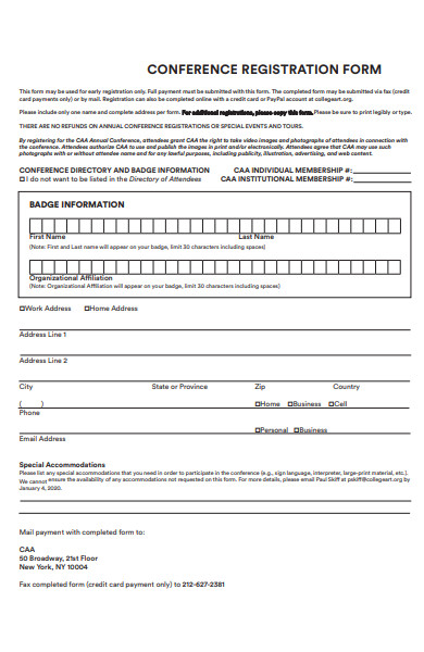 membership conference registration form