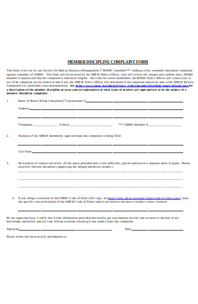 membership discipline complaint form
