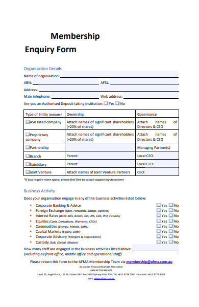 FREE 54+ Enquiry Form Samples, PDF, MS Word, Google Docs