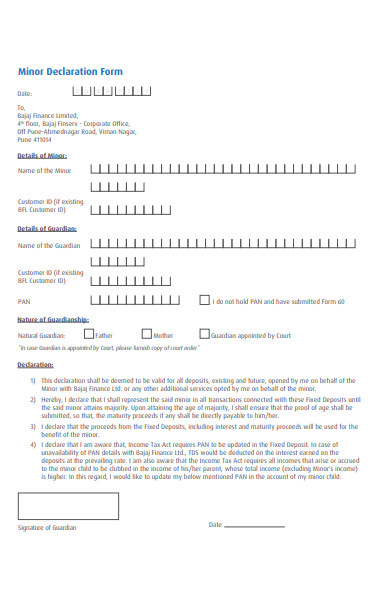 minor declaration form