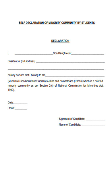 minority declaration form
