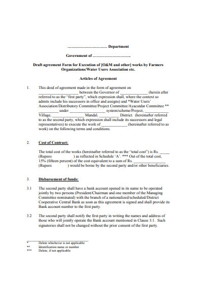 model agreement form