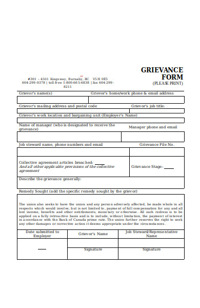 move up grievance form