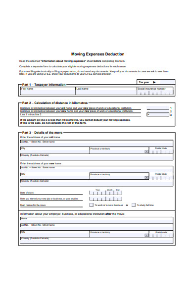 moving expenses deduction form