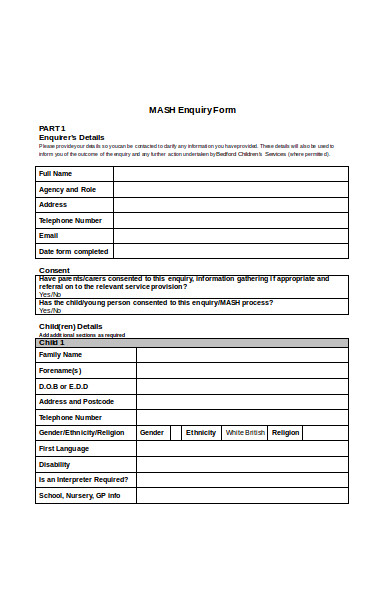 multi agency enquiry form