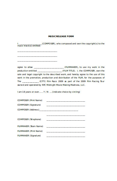 music release form