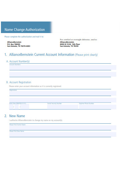 name change authorization forms