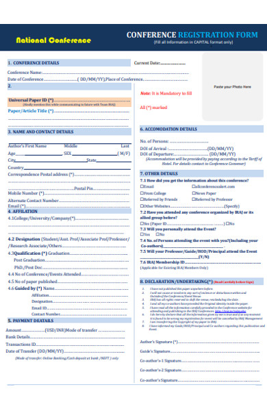 national conference registration form