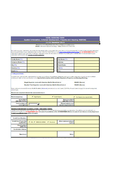 new hotel booking form