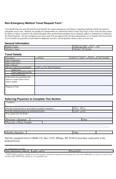 non emergency medical travel request form