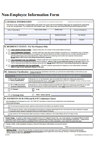 non employee information forms
