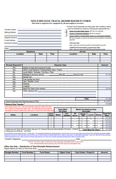 non employee travel reimbursement form