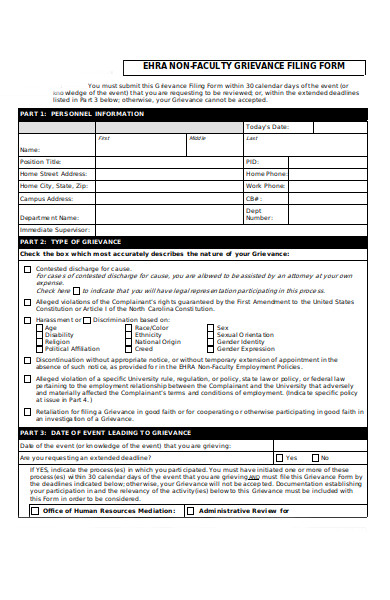 non faculty grievance filling form