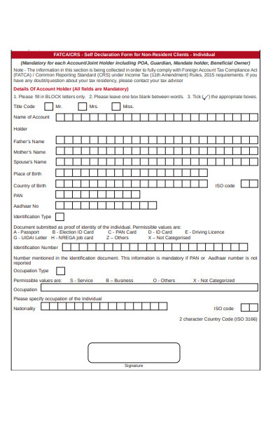 non residential client declaration form