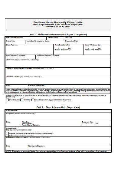 non standard grievance form