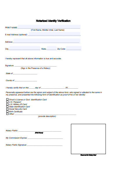 notary identity verification form