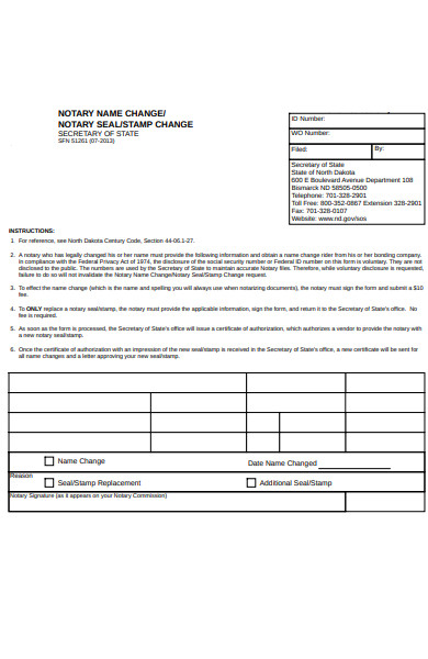 notary name change form
