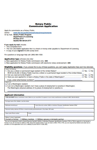 notary public commission application form