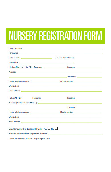 nursery registration form
