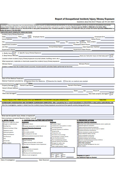 occupational incident report form