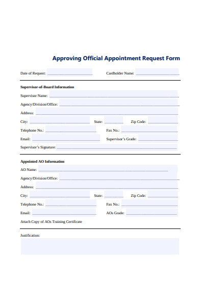 official appointment request form