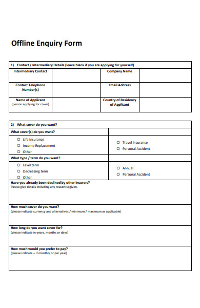 offline enquiry form