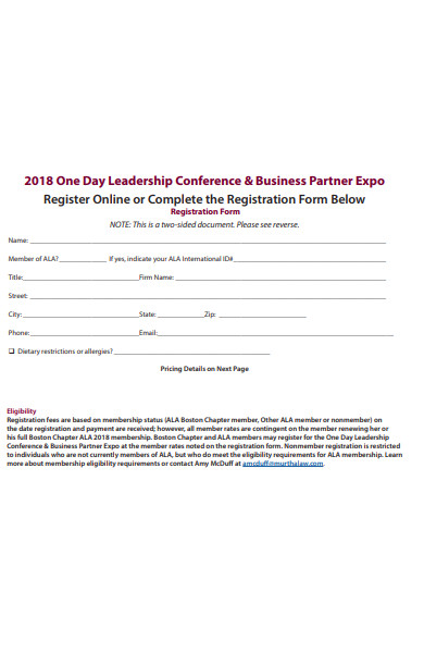one day leadership conference registration form
