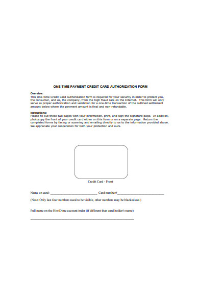 one time authorization form