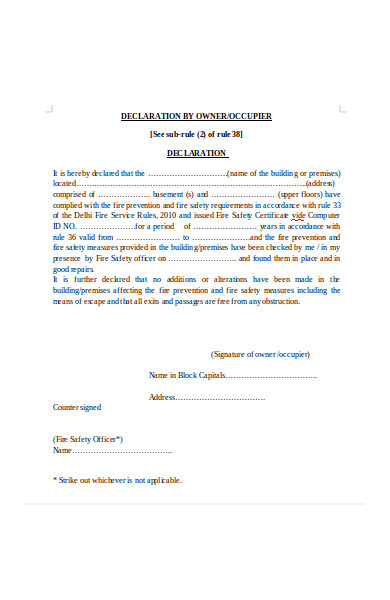 owner declaration form