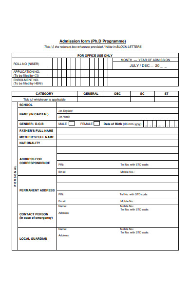 FREE 55+ Admission Form Samples, PDF, MS Word, Google Docs