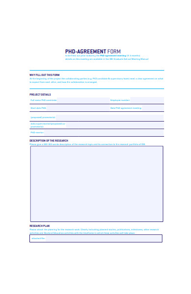 phd agreement form