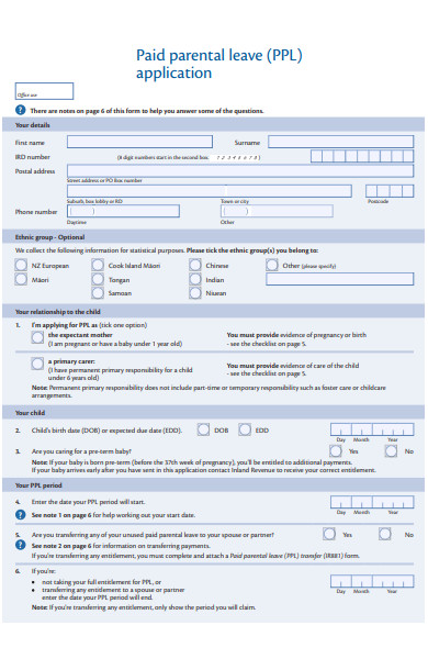 paid parental leave application form