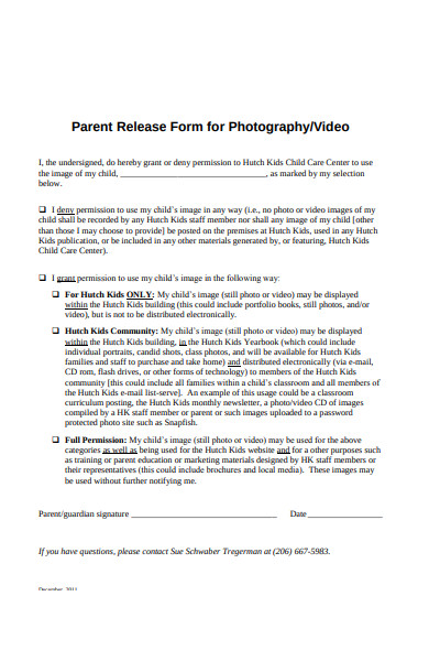 parent release photography form