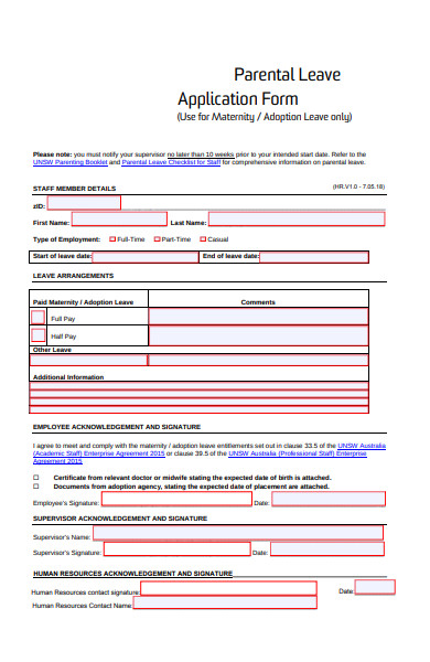 parental leave application form