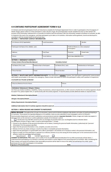 participant agreement form