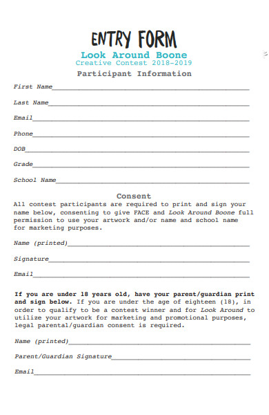 participant entry form