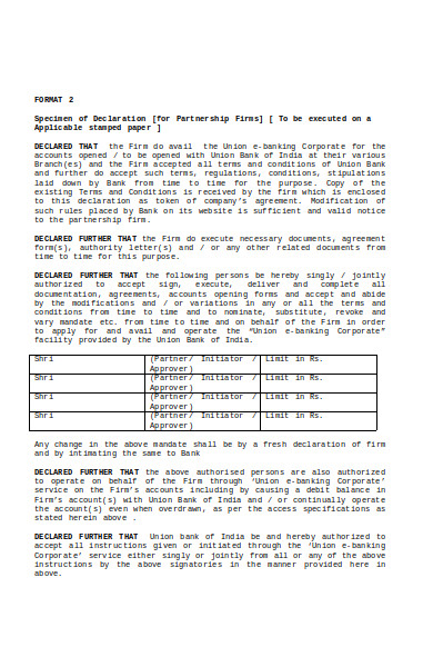 partnership declaration form