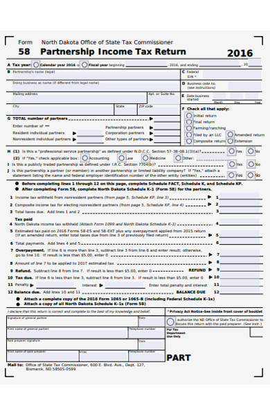 partnership income tax return form