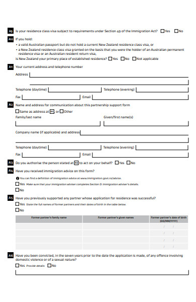 partnership support form