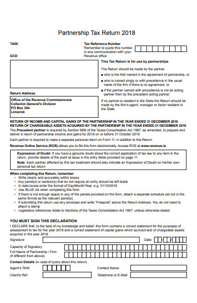 partnership tax return form