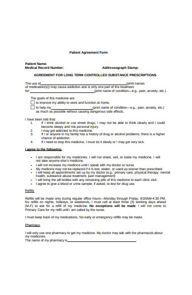 patient agreement form