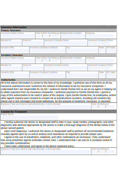 patient insurance information form