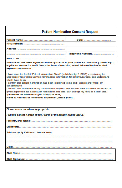 patient nomination consent form
