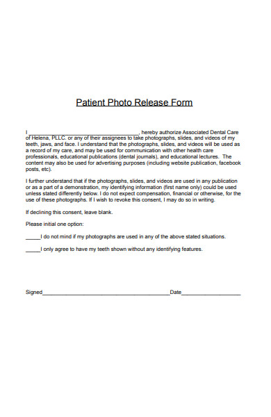 patient photo release form