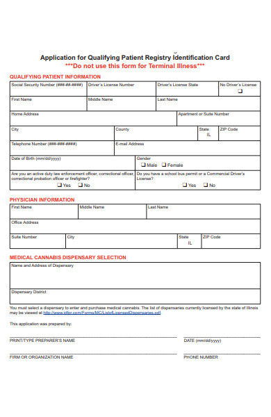 patient registry identification card form