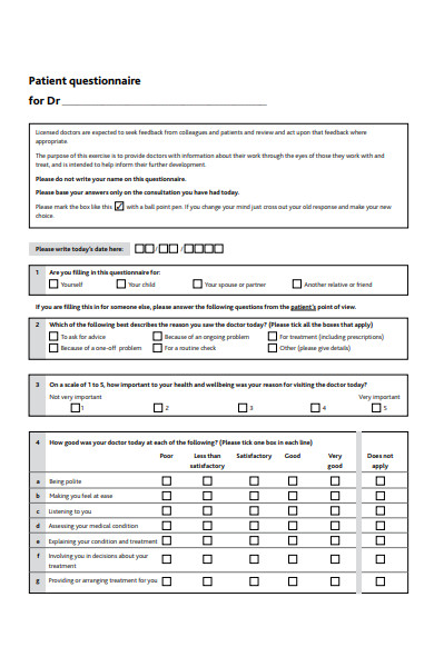 patient questionnaire form