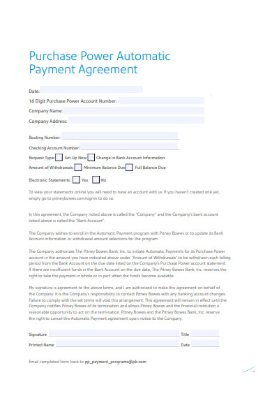 payment agreement form