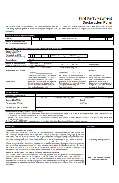 payment declaration form