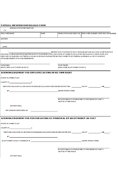 payroll information release form